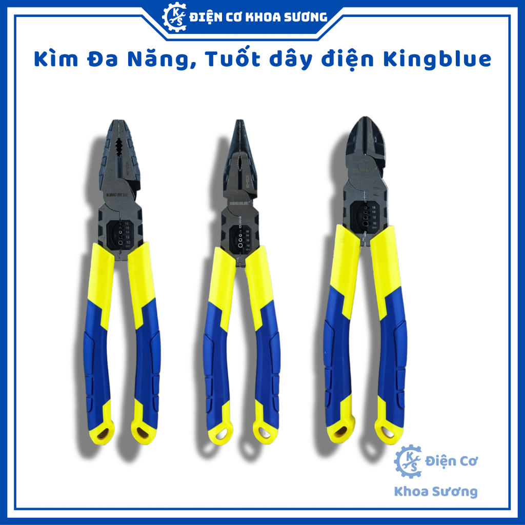 Kìm điện đa năng, kìm mũi nhọn đa năng, kìm cắt đa năng Kingblue kc1 - Hàng chính hãng