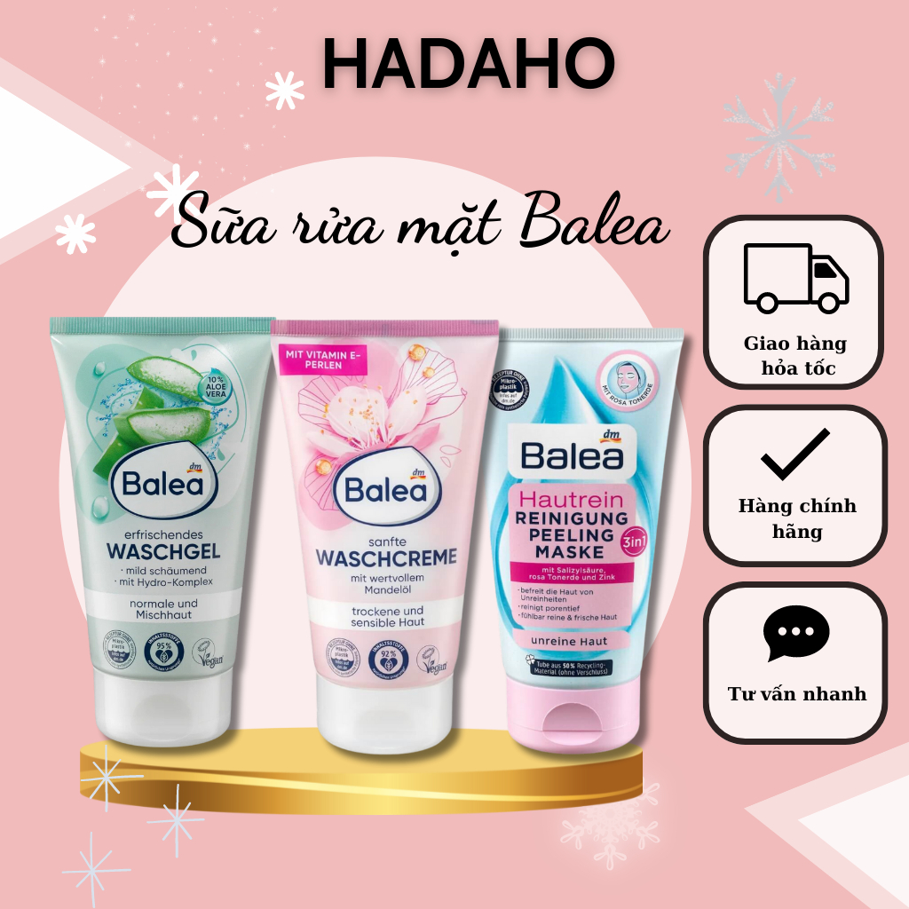 Sữa rửa mặt Balea 150ml dành cho da khô, da nhờn, da hỗn hợp, mụn hàng chính hãng Đức