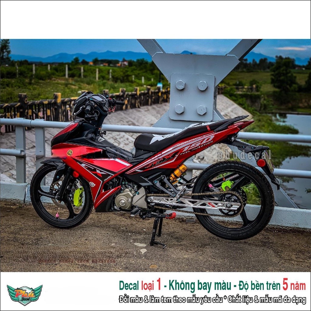 Tem rời Exciter 150 đỏ đen trắng chữ Ex (E)