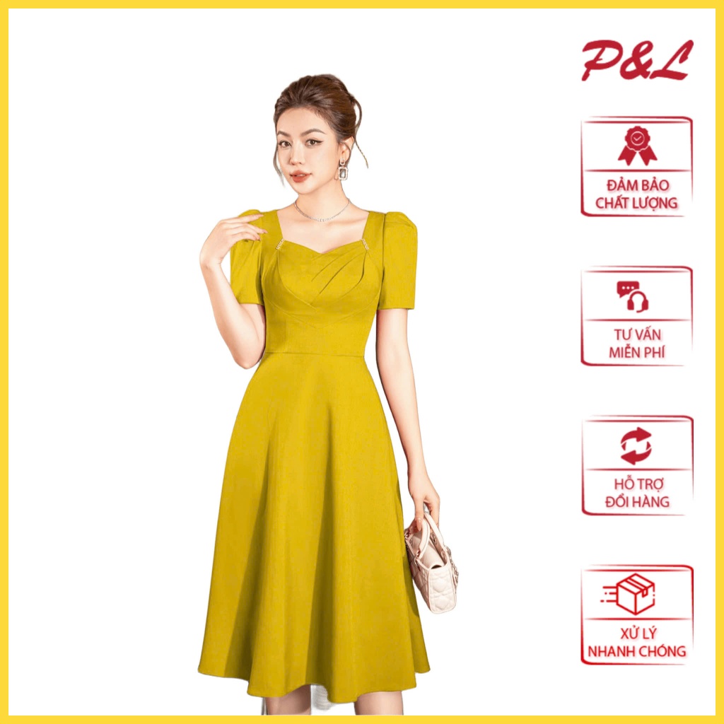 Váy Đầm Dự Tiệc Trung Niên Cho Mẹ Đi Tiệc Cưới Thiết Kế Cao Cấp Đầm Dự Tiệc Dáng Xòe Đính Charm PL80