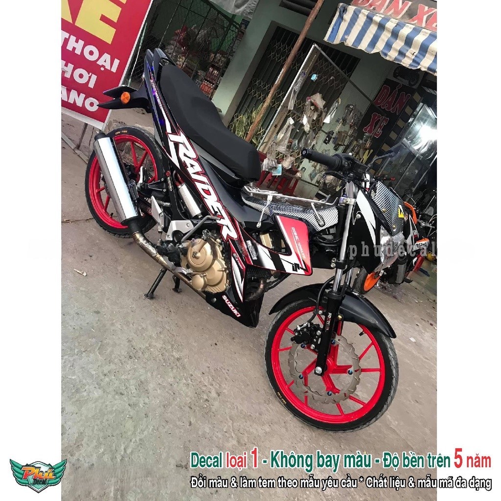 Tem rời Raider X ăng cơ đỏ đen trắng (E)