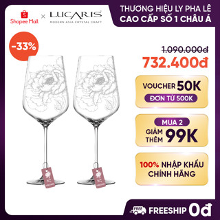 Bộ 2 Ly Uống Rượu Vang Đỏ Pha Lê Cao Cấp Lucaris GRACIAS Red Wine 770ml - Nhập Khẩu Chính Hãng Sang Trọng Bền Đẹp