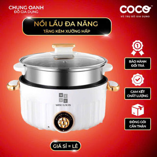  Nồi Lẩu Điện Đa Năng Cao Cấp MISU LOUIS Kẻ Sọc Dung Tích 4L Đường Kính 28cm Tặng Kèm Xửng Hấp Inox 