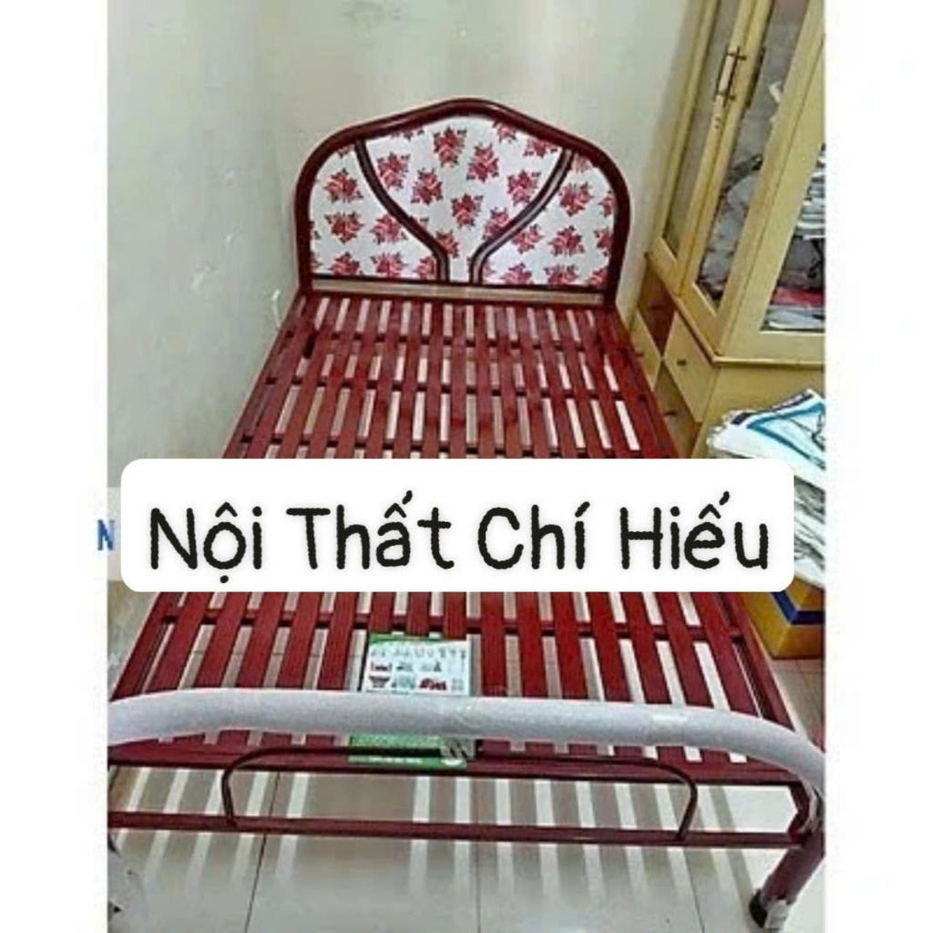 Giường sắt đơn màu đỏ đô 1m2 x 2m
