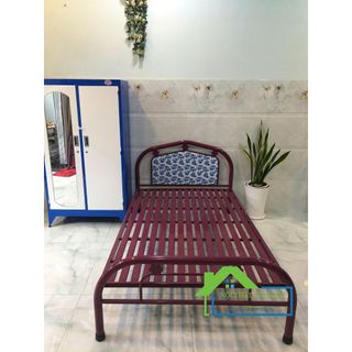 Giường sắt đơn màu đỏ đô 1m2 x 2m