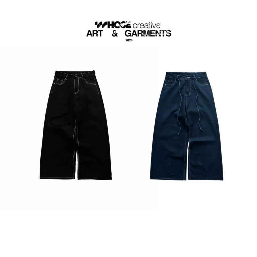 CONTRAST STITCH JEANS - Quần jeans màu cơ bản/chỉ trắng tương phản Whose Studio | BigBuy360 - bigbuy360.vn