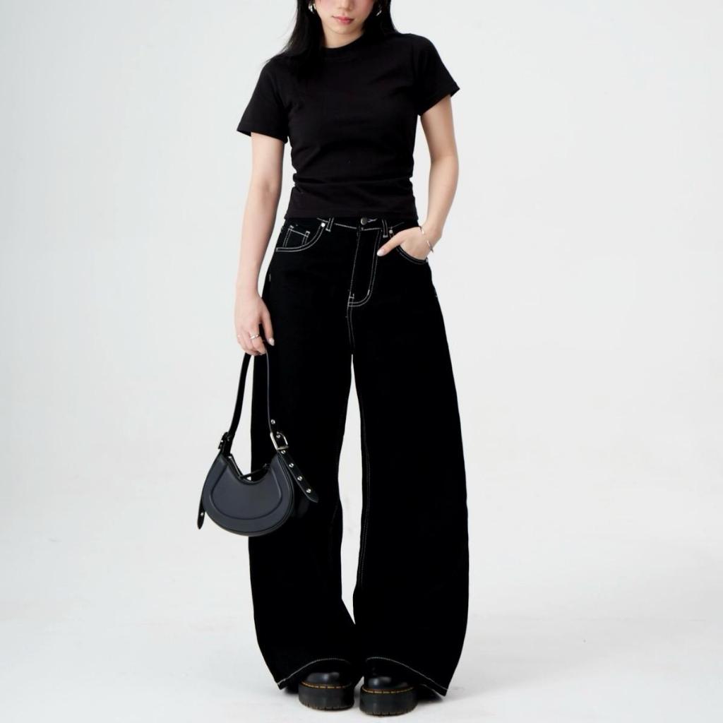 CONTRAST STITCH JEANS - Quần jeans màu cơ bản/chỉ trắng tương phản Whose Studio | BigBuy360 - bigbuy360.vn