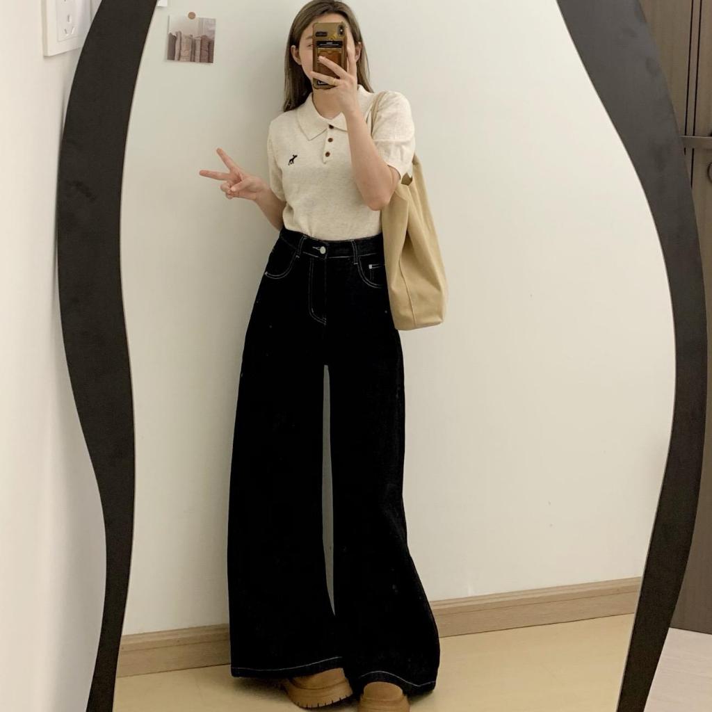 CONTRAST STITCH JEANS - Quần jeans màu cơ bản/chỉ trắng tương phản Whose Studio | BigBuy360 - bigbuy360.vn