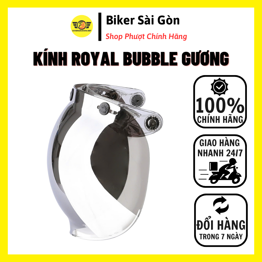 Kính Thay Thế Royal Bubble Gương (Không Kèm Nón) - Biker Sài Gòn