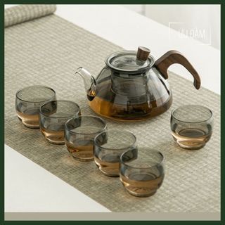 UT38.Bộ Ấm Trà Thủy Tinh Tam Giác Chịu Nhiệt Cao Mẫu Trong Suốt  650 ml (ƯU ĐÀM _ Quà Tặng Phong Thuỷ)