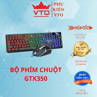  Bộ Bàn Phím và Chuột Gaming Có Dây GTX 350 Giả Cơ Led RGB 7 Màu Phản Quang 1600 DPI 
