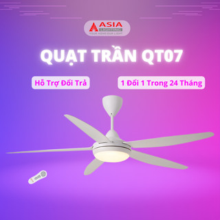 Quạt Trần Đèn ASIA QT07 80W, Đèn Led 24W với 03 Màu Ánh Sáng, Động Cơ AC, Sải Cánh 1450, 5 Cánh Nhựa ABS, BH 24 Tháng