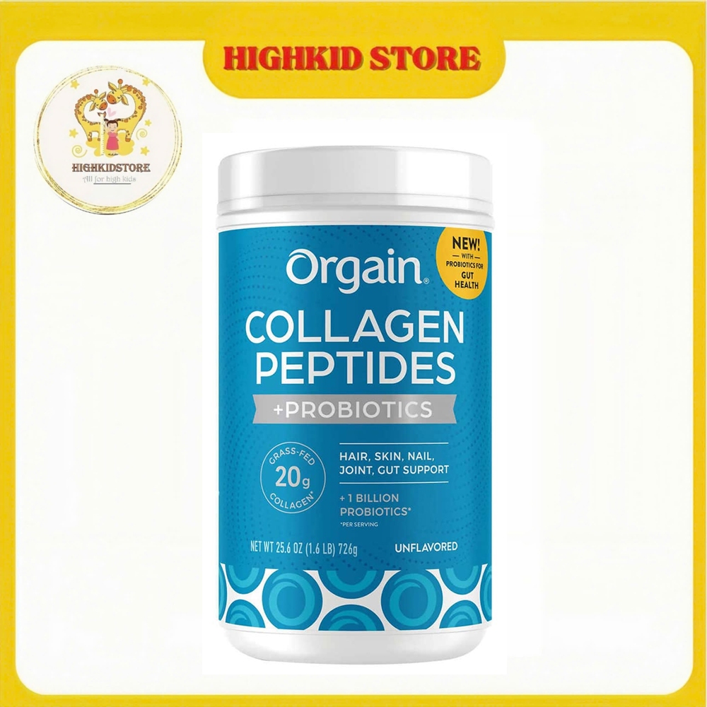 Collagen thủy phân Orgain Collagen Peptides + Probiotics Unflavored 726g hàng Costco Mỹ