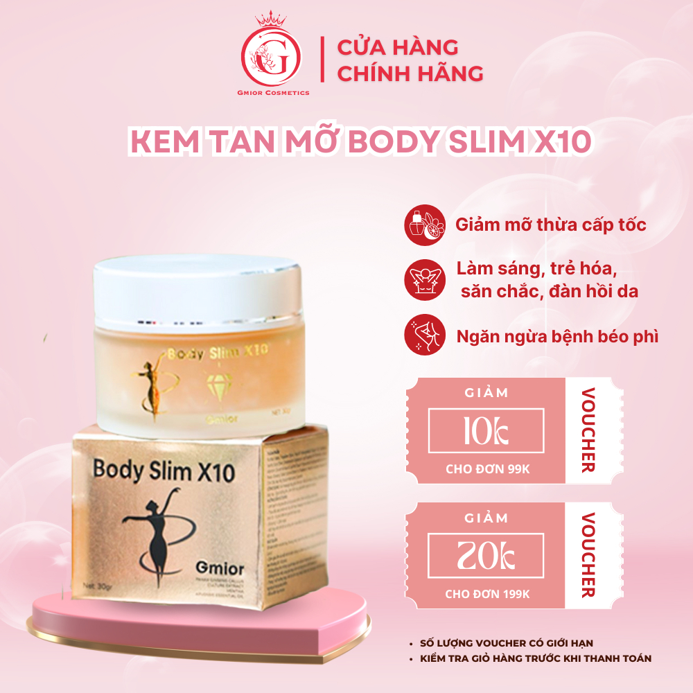 Kem Tan Mỡ Body Slim X10, Giảm Mỡ Bụng, Đùi, Bắp Chân, Bắp Tay, Thành Phần Tự Nhiên