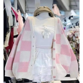 [ Rẻ Vô Địch ] Áo Khoác Nỉ  Cadigan   Kẻ Caro Hồng Form Rộng Unisex