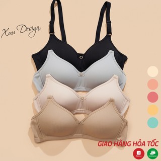 Áo ngực nữ chất su lạnh đính đá đệm mỏng 1CM XUU không gọng ôm ngực đệm liền thông hơi - AV107