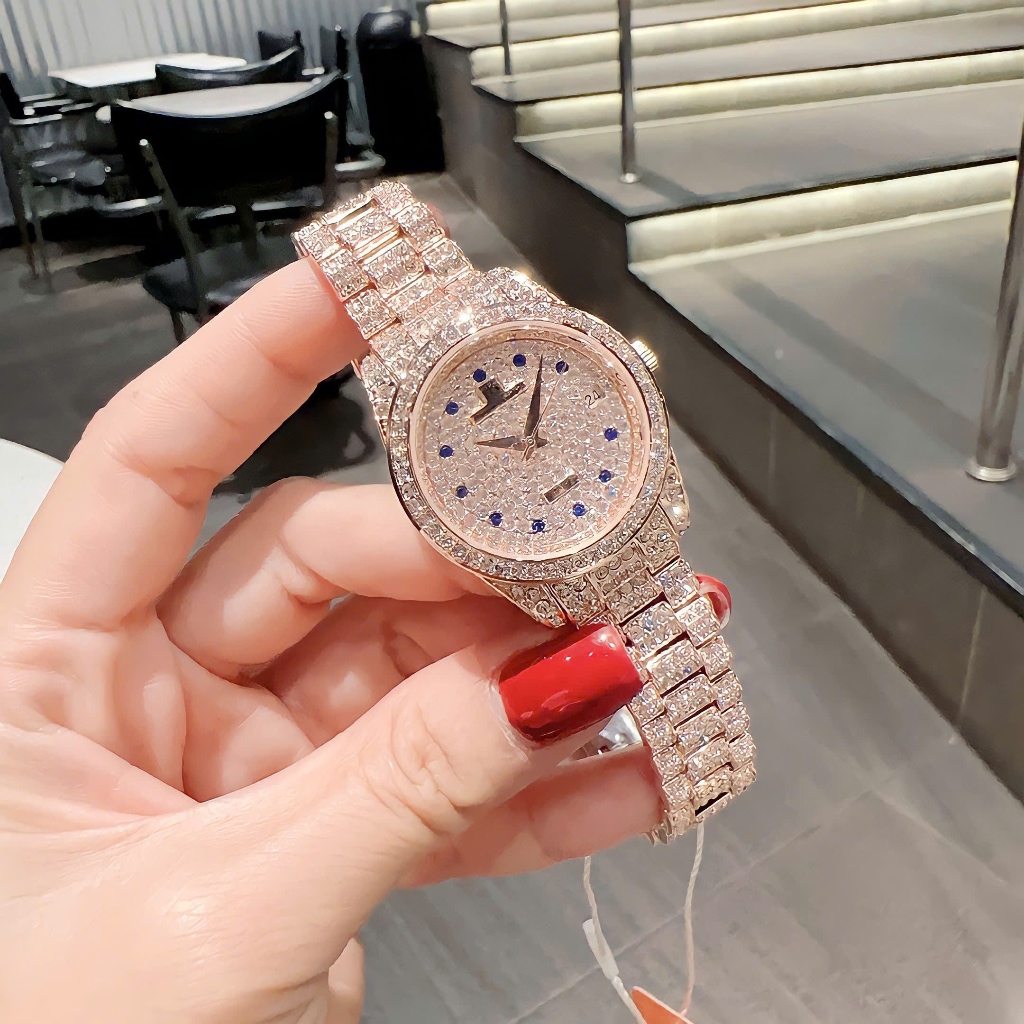 Đồng hồ nữ chính hãng đeo tay dây kim loại cao cấp chống nước ALLIEN KEVIN AK 9007 RSG size 31mm ful