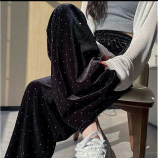 quần NHung tuyết ông rộng  cạp chun lưng cao có dây rút dáng suông dài THuxinhshop-01