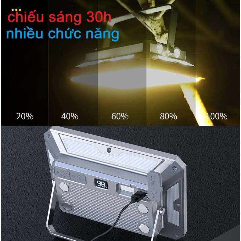 Đèn tích điện dự phòng KXK-686 đa chức năng siêu sáng 3 màu điều chỉnh độ sáng đèn led cắm trại khẩn