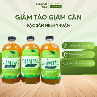 [MUA 5 TẶNG 1]Giấm Táo Giảm Cân Nguyên Chất 500ml(Có Giấm Cái),Lên Men Tự Nhiên Từ Táo Xanh Ninh Thuận
