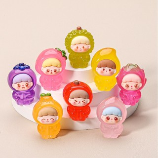 Combo 8 Charm phát sáng mô hình em bé trái cây ngồi (MOI) Nhựa Hoạt Hình Ba Chiều Dạ Quang trog suốt diy