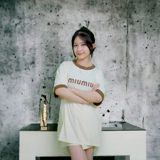 Set áo thun nữ Miumiu cổ tròn tay lỡ, free size 40 đến 65kg, phối màu cute đơn giản siêu xinh HASU_official