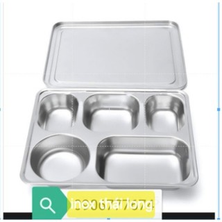KHAY CƠM 5 NGĂN SÂU LÒNG NẮP INOX