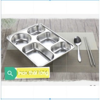 KHAY CƠM 5 NGĂN SÂU LÒNG NẮP INOX