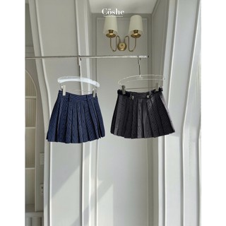 Coshe chân váy chữ A, bruni skirt thiết kế in nơ, lưng cao hack dáng kèm belt charm trái tim mặc đi chơi đi làm