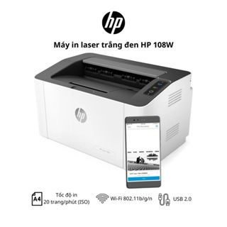 Máy in laser đen trắng HP 108W 4ZB80A - In A4, A5, kết nối USB, WiFi - Bảo hành Chính Hãng 1 Năm