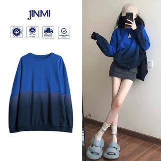 Áo thun tay dài unisex Loang Xanh Đen Jinmi, áo sweater Chất Liệu Nỉ Da Cá mềm Mịn Form Rộng Dành Cho Nam Nữ