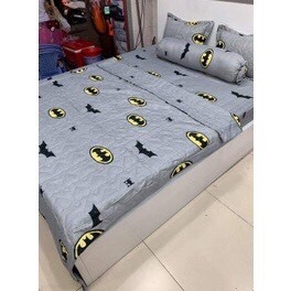Bộ Chăn Hè 5 Món Cotton Poly,Gồm 1 Chăn Hè 1 Ga 2 Vỏ Gối Nằm 1 Vỏ Gối Ôm,mẫu batman_banhanggiasi