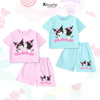 Đồ bộ bé gái Kuromi Amymei, áo croptop, cotton xuất dư, thoáng mát, cho bé 14-50kg BOBGCROPTOP_KUKIS