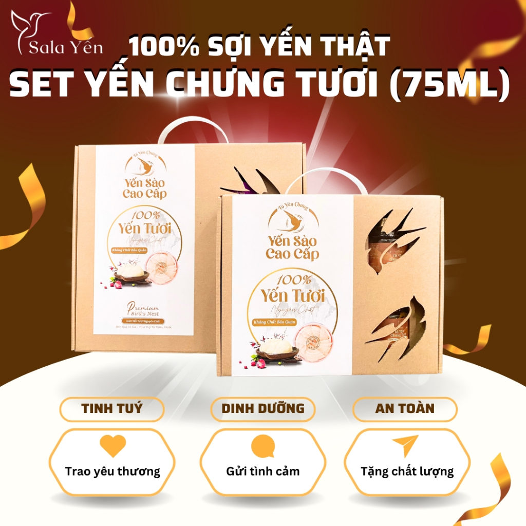 Set Tổ Yến Chưng Sẵn [M1] Quà Tặng Yến Sào Khánh Hoà Hũ Yến 75ml Dinh Dưỡng An Toàn - SaLa Yến