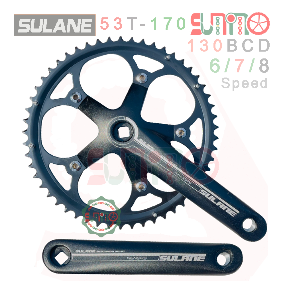 Giò dĩa cốt vuông 1 tầng SULANE Aeneas 53T nhôm dĩa thép gắn xe đạp đua