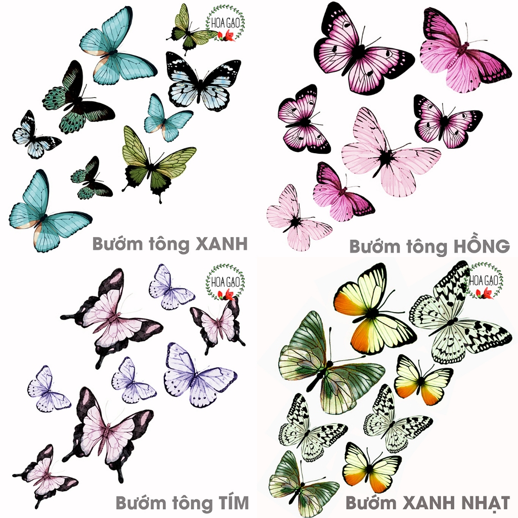 Bướm decor phòng ngủ chill Tết BỘ 36 CON bươm bướm trang trí giáng sinh đồ decor trang trí phòng ngủ