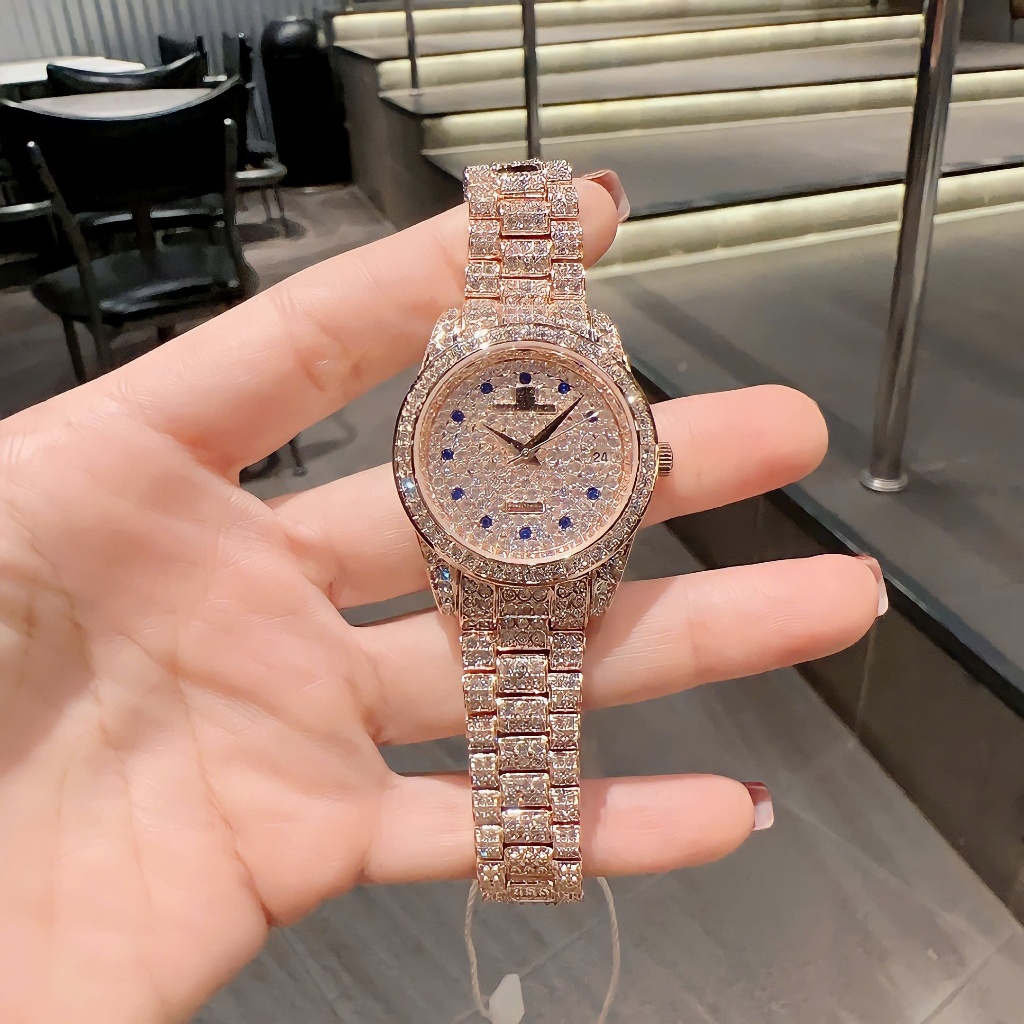 Đồng hồ nữ chính hãng đeo tay dây kim loại cao cấp chống nước ALLIEN KEVIN AK 9007 RSG size 31mm ful