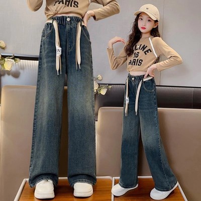 Quần Jean Bé Gái Size Đại Quần Jean Ống Rộng, Quần Bò Ống Xuông Phong Cách Thời Trang Cho Các Bé Gái Babimama - J92