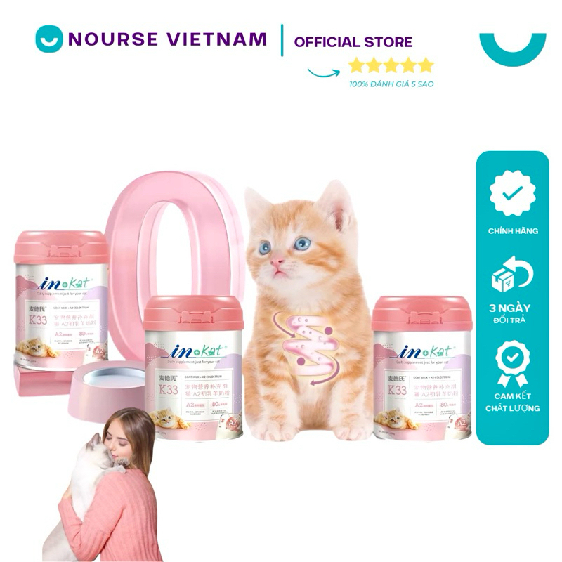 Sữa cho mèo sơ sinh Inkat Sữa non thay thế sữa mẹ hỗ trợ tiêu hóa tăng cân IN10 (200g)