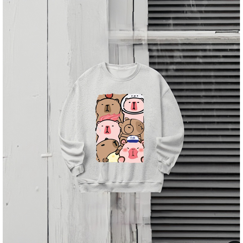 Sweater Capybara nỉ lót bông cho nam nữ form rộng (ẢNH THẬT)