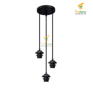  Bộ đế thả trần treo 3 đèn phụ kiện treo đèn mây tre đan mâm to D30cm ốp trần 3 đui thả sẵn dây 1m 