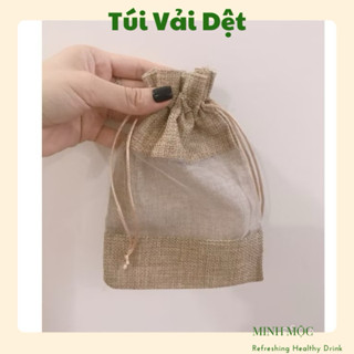 (Set 3 cái) túi vải đay dây rút có cửa sổ voan đựng quà, trang sức,mỹ phẩm,túi thơm hàng loại 1 vải dày dặn