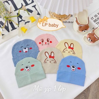 Mũ Sơ Sinh 1 Lớp - Cao Cấp Cho Bé Chất Cotton Mềm Mại (0-3 tháng)