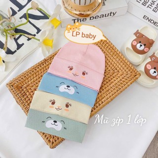 Mũ Sơ Sinh 1 Lớp - Cao Cấp Cho Bé Chất Cotton Mềm Mại (0-3 tháng)