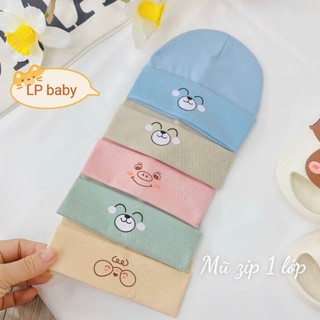 Mũ Sơ Sinh 1 Lớp - Cao Cấp Cho Bé Chất Cotton Mềm Mại (0-3 tháng)