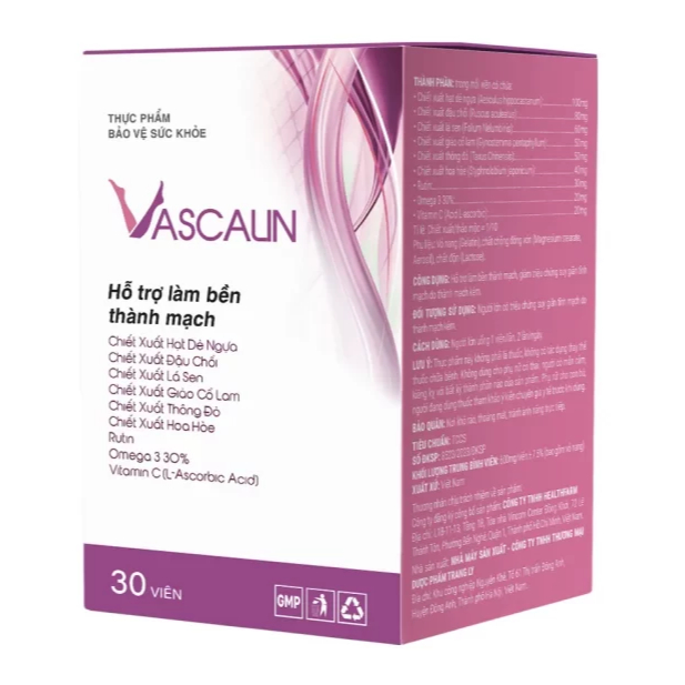 [COMBO 3 HỘP] VASCALIN VIÊN UỐNG HỖ TRỢ ĐẨY LÙI SUY GIÃN TĨNH MẠCH, GIÚP TĂNG CƯỜNG SỨC KHỎE THÀNH MẠCH MÁU HỘP 30 VIÊN