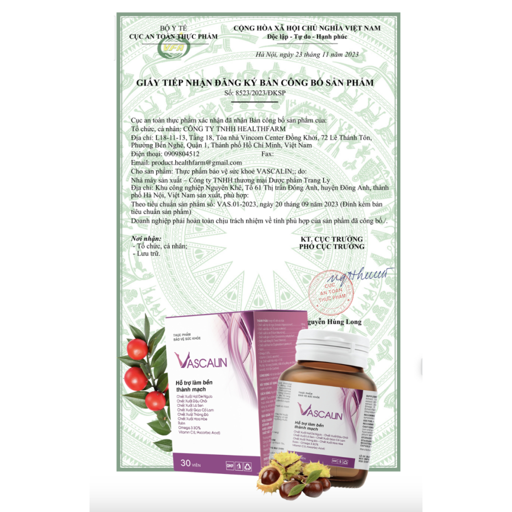 [COMBO 3 HỘP] VASCALIN VIÊN UỐNG HỖ TRỢ ĐẨY LÙI SUY GIÃN TĨNH MẠCH, GIÚP TĂNG CƯỜNG SỨC KHỎE THÀNH MẠCH MÁU HỘP 30 VIÊN