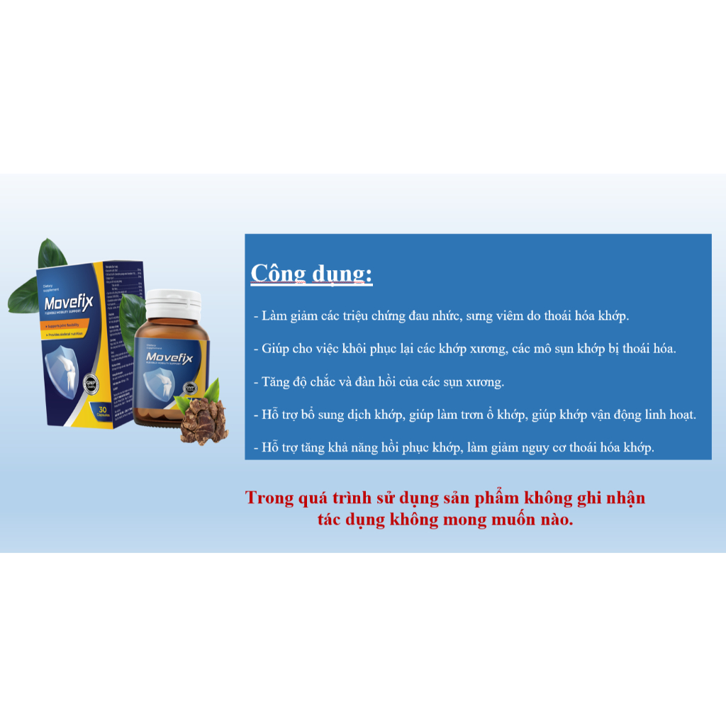 [COMBO 3 HỘP] MOVEFIX VIÊN UỐNG ĐẨY LÙI VIÊM NHỨC XƯƠNG KHỚP, BỔ SUNG SỤN KHỚP THẦN TỐC HIỆU QUẢ AN TOÀN HỘP 30  VIÊN