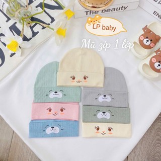 Mũ Sơ Sinh 1 Lớp - Cao Cấp Cho Bé Chất Cotton Mềm Mại (0-3 tháng)