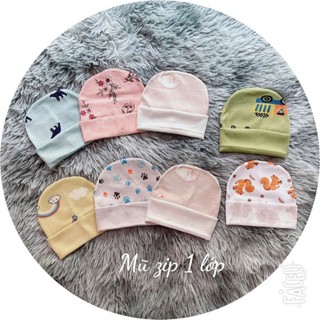 Mũ Sơ Sinh 1 Lớp - Cao Cấp Cho Bé Chất Cotton Mềm Mại (0-3 tháng)